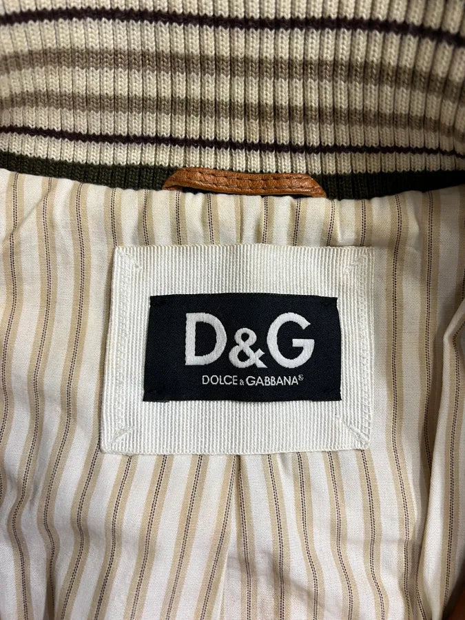 2000s Dolce & Gabbana Copper Brown Utility Cargo Leather Jacket (XS) 7