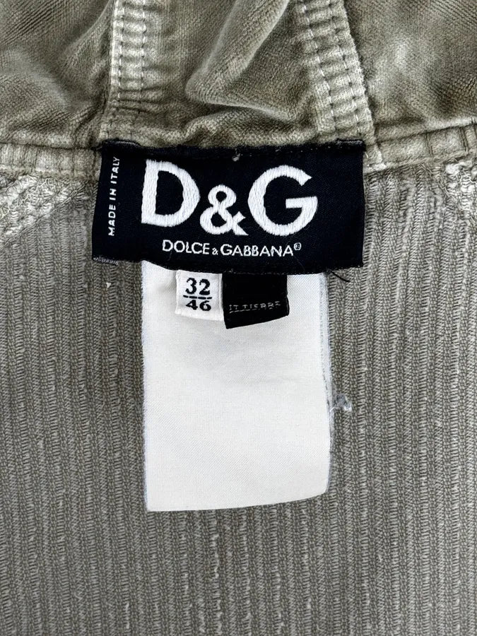 2000s Dolce & Gabbana Corduroy Khaki Zip-Up Hoodie KSvAoqq 10