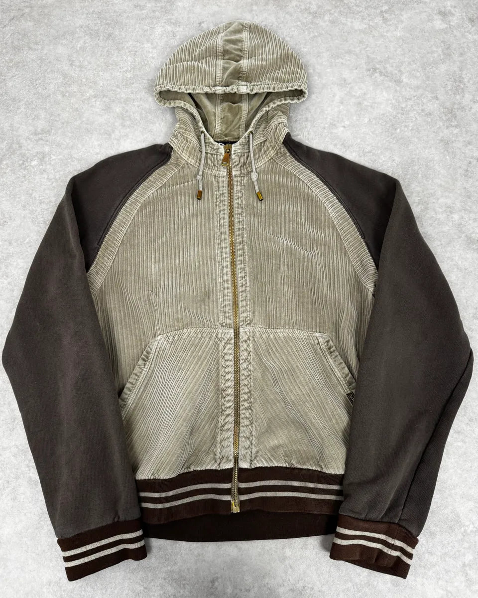 2000s Dolce & Gabbana Corduroy Khaki Zip-Up Hoodie KSvAoqq 0