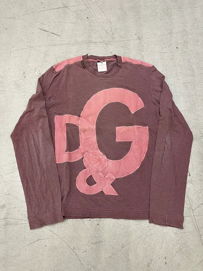 2000s Dolce & Gabbana Corduroy Logo Burgundy Longsleeve HRcKUcT 3