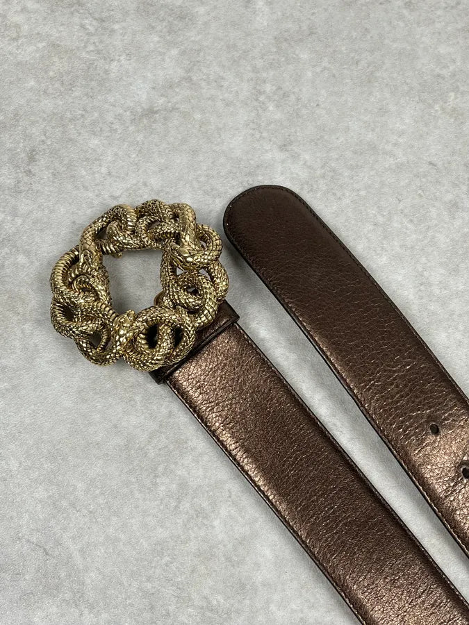 Cavalli Snake Brown Leather Belt VoPZNjz 3