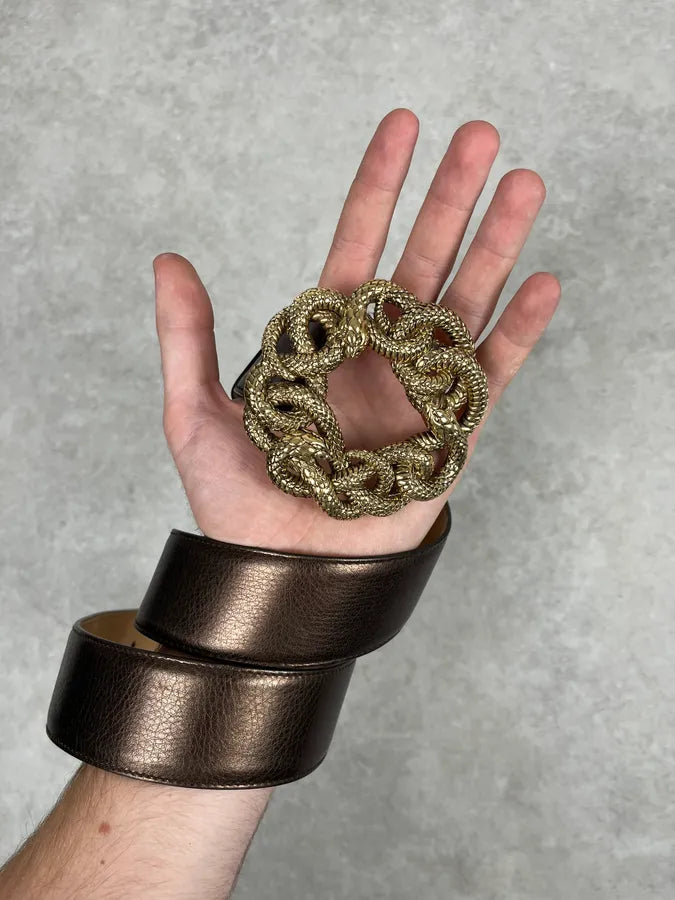 Cavalli Snake Brown Leather Belt VoPZNjz 1