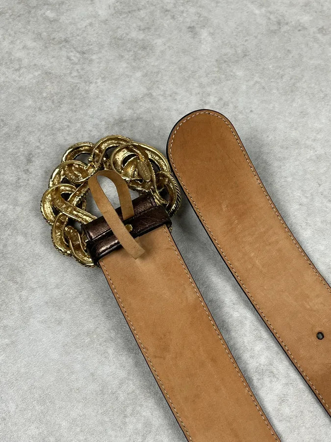 Cavalli Snake Brown Leather Belt VoPZNjz 4