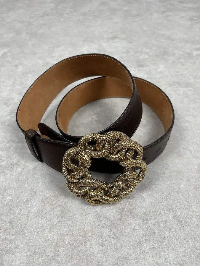 Cavalli Snake Brown Leather Belt VoPZNjz 2