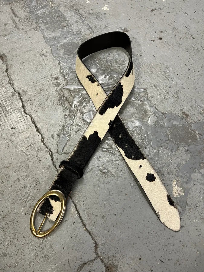 2000s Dolce & Gabbana Cow Pony Hair Leather Belt AgKuNzT 7