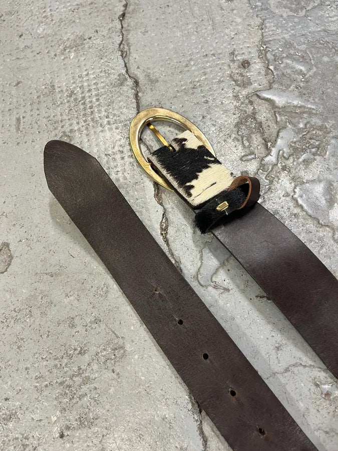 2000s Dolce & Gabbana Cow Pony Hair Leather Belt AgKuNzT 3