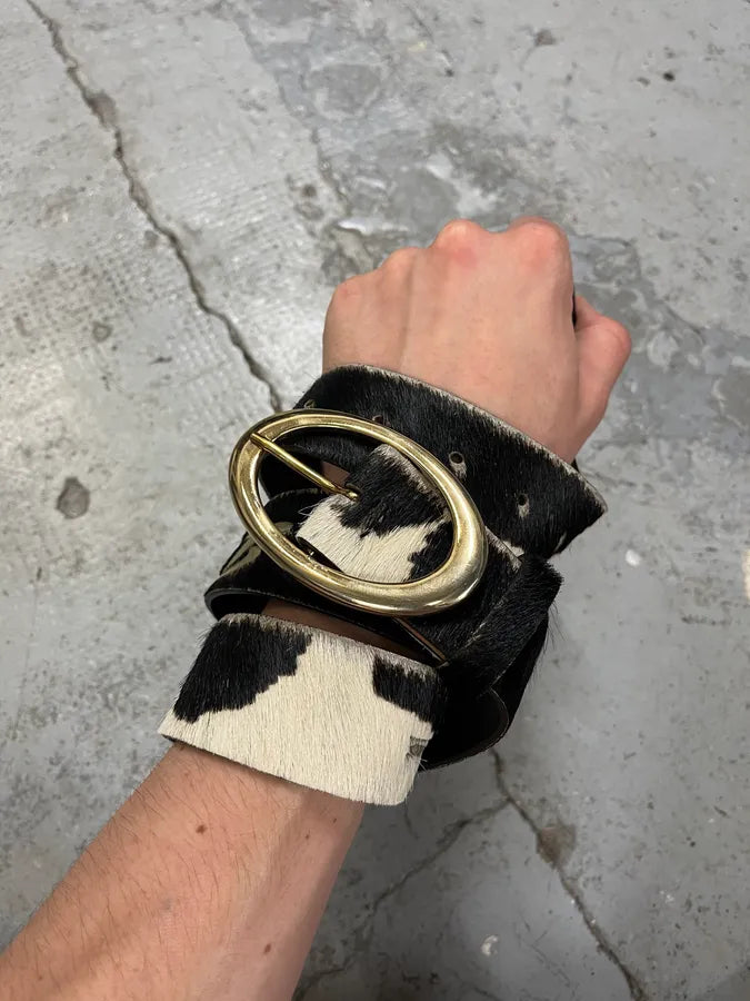 2000s Dolce & Gabbana Cow Pony Hair Leather Belt AgKuNzT 1