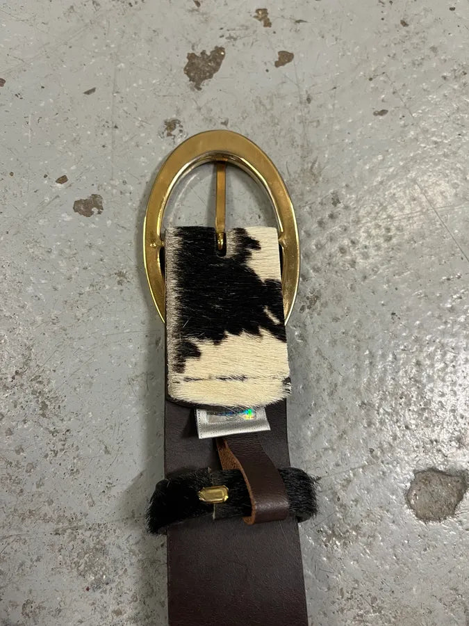 2000s Dolce & Gabbana Cow Pony Hair Leather Belt AgKuNzT 6