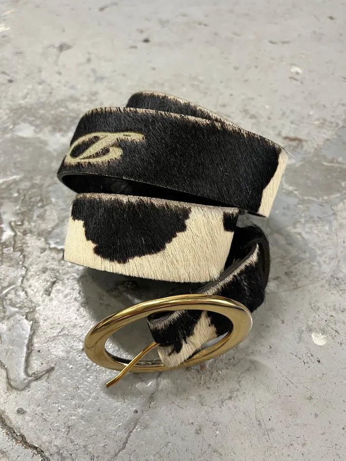 2000s Dolce & Gabbana Cow Pony Hair Leather Belt AgKuNzT 5