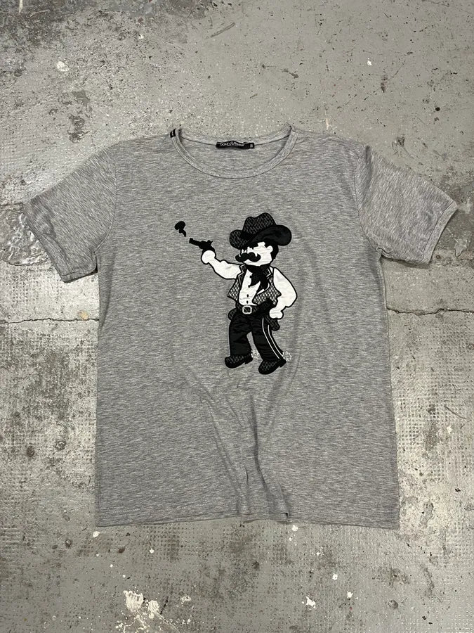 2000s Dolce & Gabbana Cowboy Gun Human Grey Tee-Shirt wrnXrQB 0