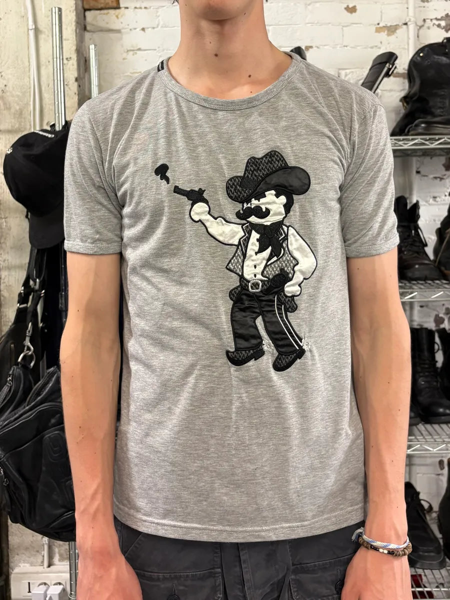 2000s Dolce & Gabbana Cowboy Gun Human Grey Tee-Shirt wrnXrQB 1