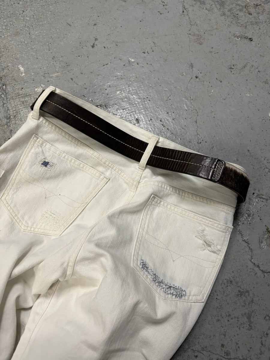 2000s Dolce & Gabbana Cowhide Brown & White Leather Belt BjkeCNw 2