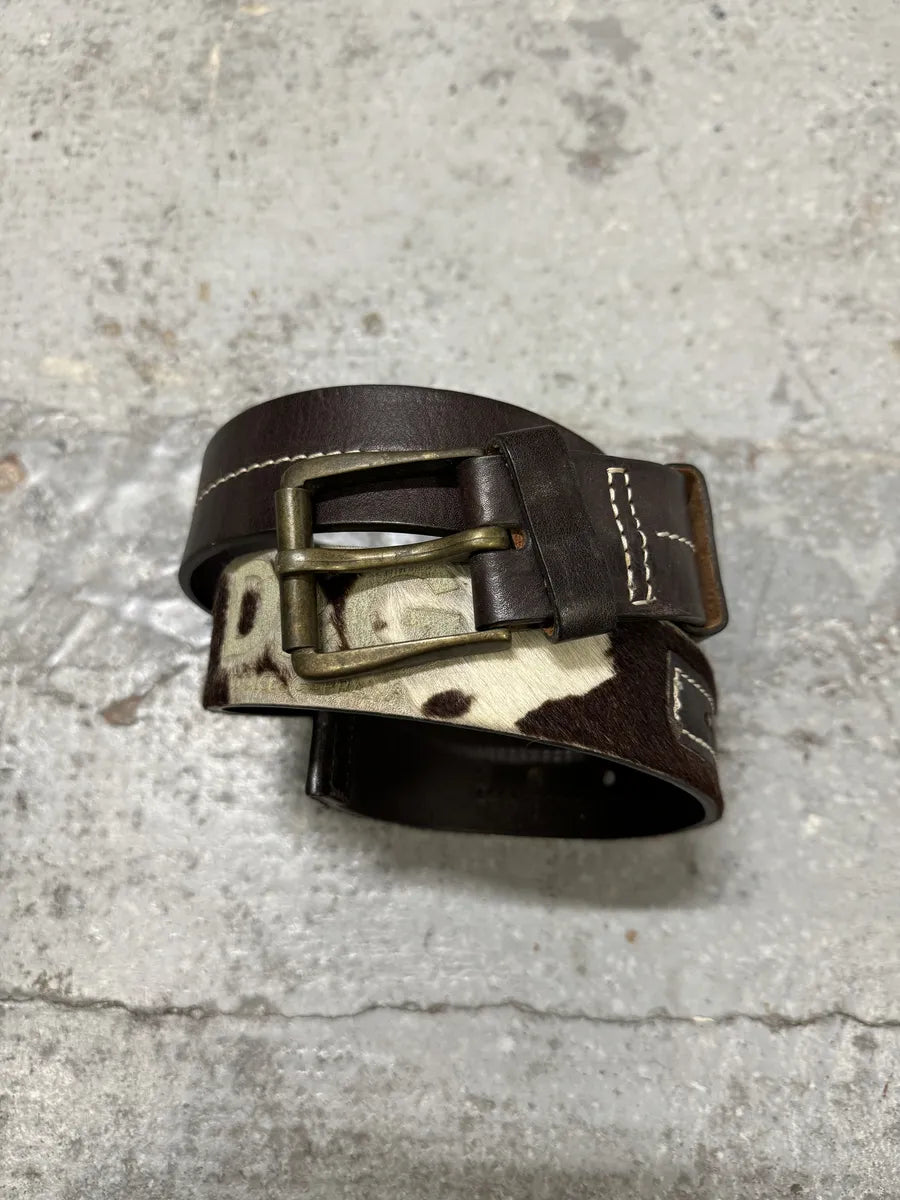 2000s Dolce & Gabbana Cowhide Brown & White Leather Belt BjkeCNw 4