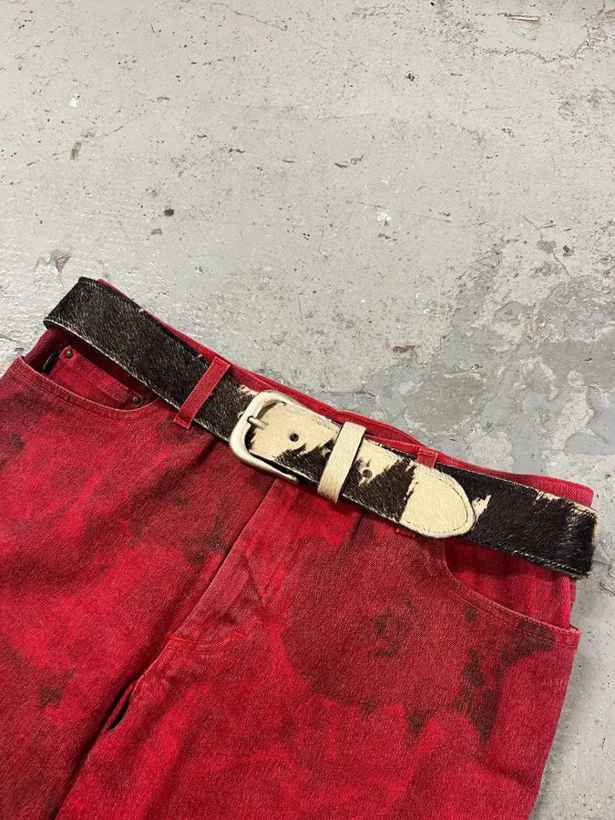 2000s Dolce & Gabbana Cowhide Pony Hair Leather Belt TRcsqnv 0