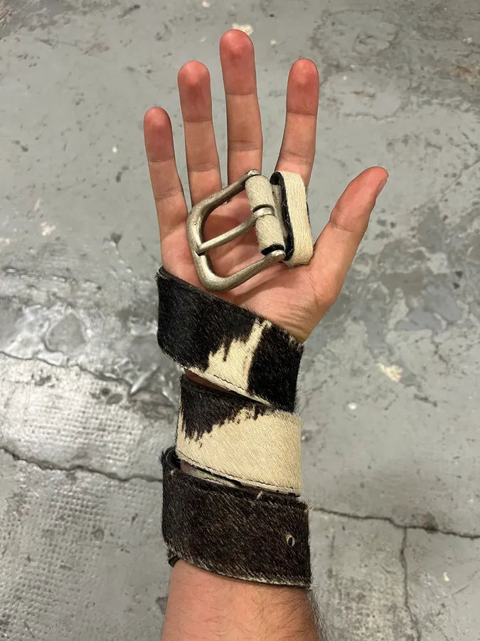 2000s Dolce & Gabbana Cowhide Pony Hair Leather Belt TRcsqnv 1