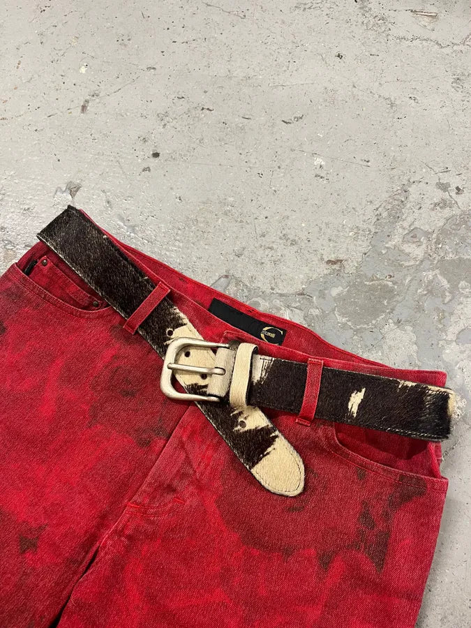 2000s Dolce & Gabbana Cowhide Pony Hair Leather Belt TRcsqnv 2