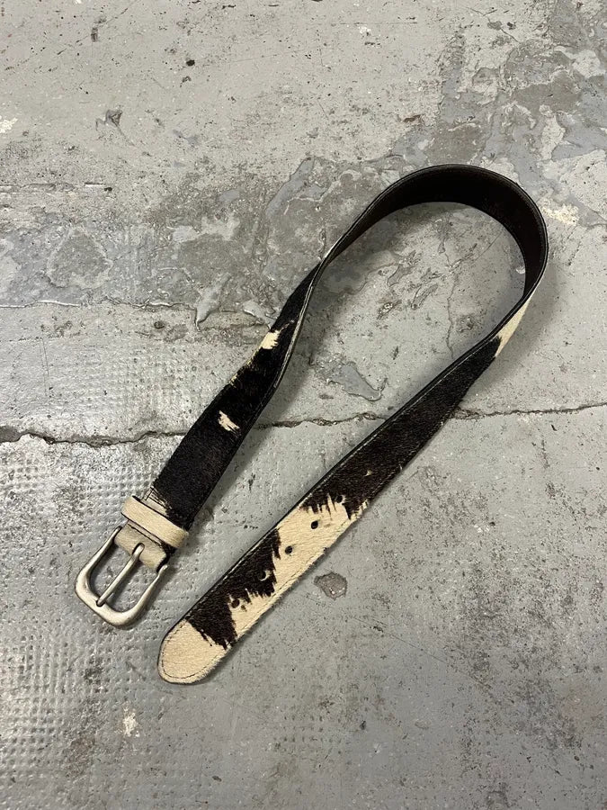 2000s Dolce & Gabbana Cowhide Pony Hair Leather Belt TRcsqnv 3