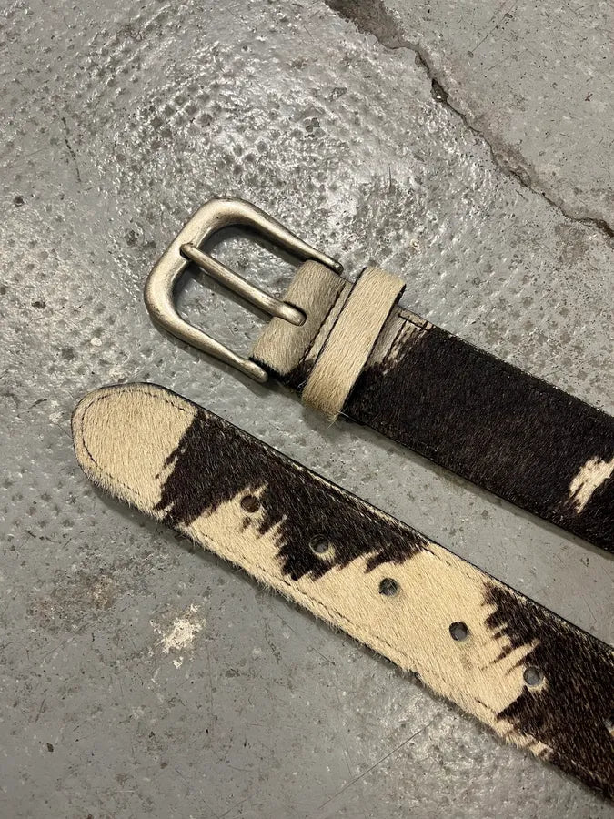 2000s Dolce & Gabbana Cowhide Pony Hair Leather Belt TRcsqnv 4