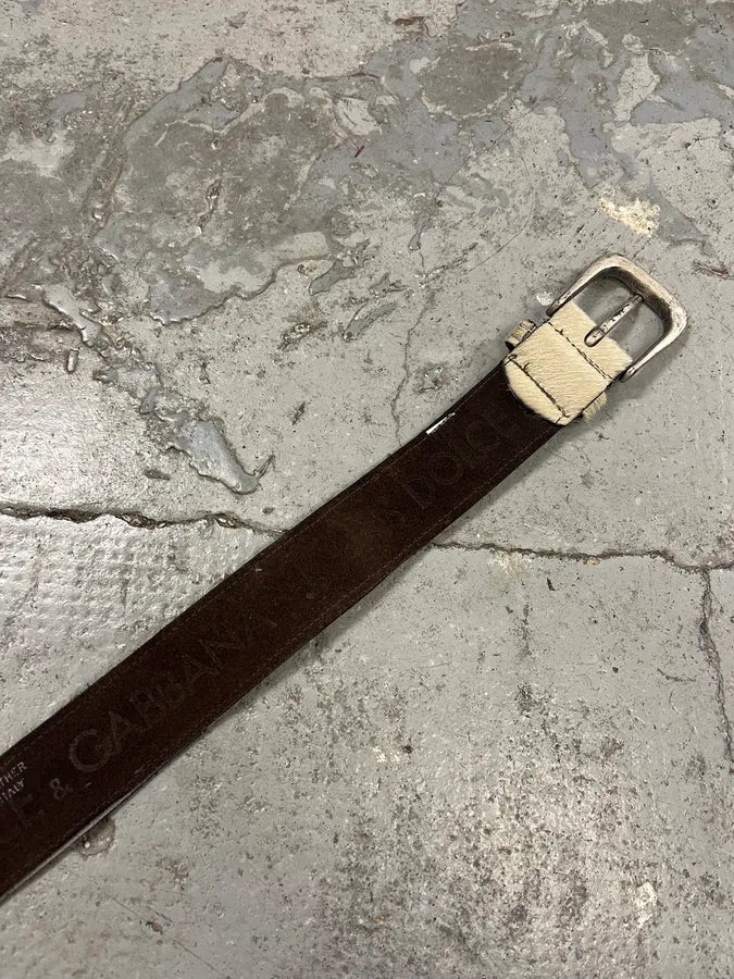 2000s Dolce & Gabbana Cowhide Pony Hair Leather Belt TRcsqnv 8