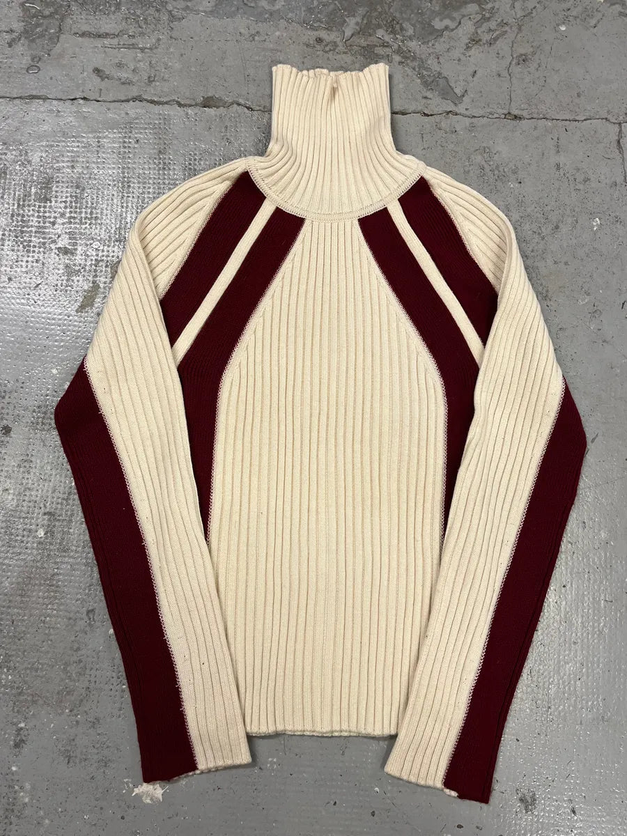 2000s Dolce & Gabbana Cream & Red Turtleneck Sweater uUCoBLE 2