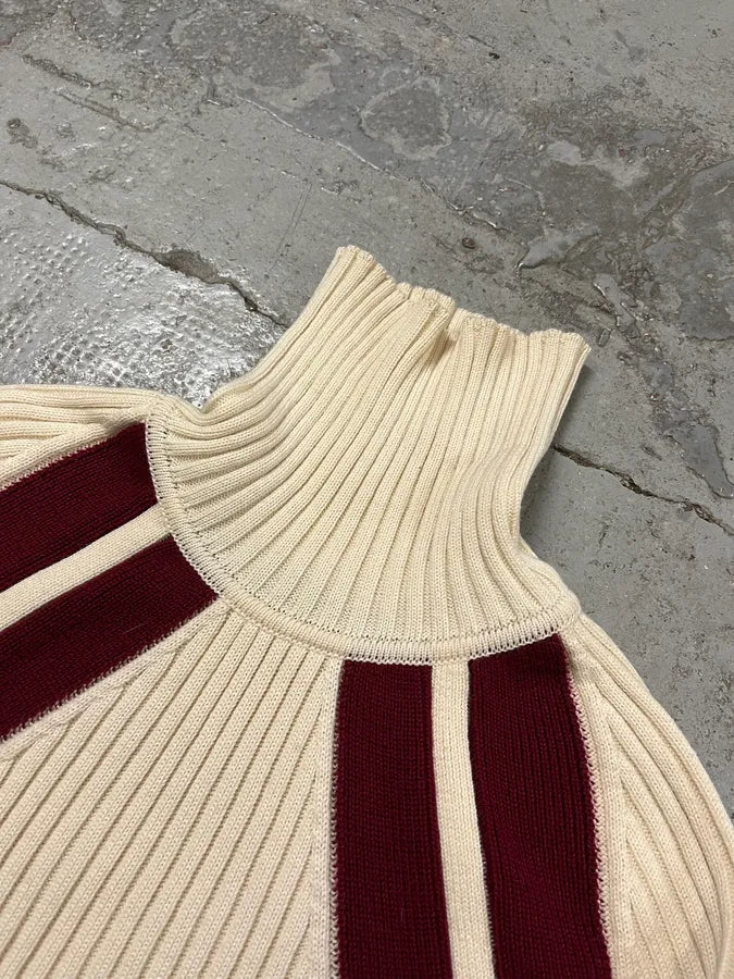 2000s Dolce & Gabbana Cream & Red Turtleneck Sweater uUCoBLE 4