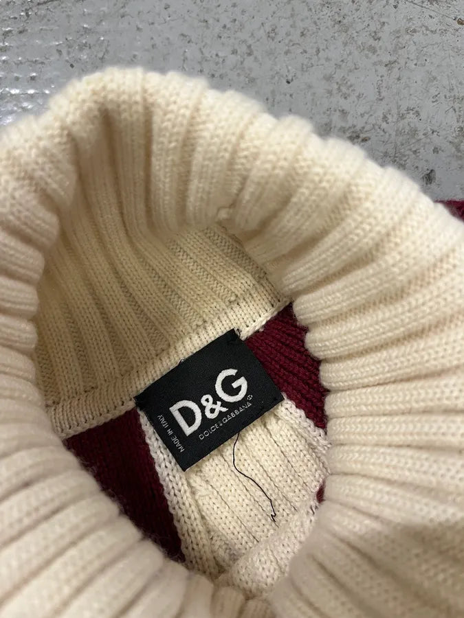 2000s Dolce & Gabbana Cream & Red Turtleneck Sweater uUCoBLE 6