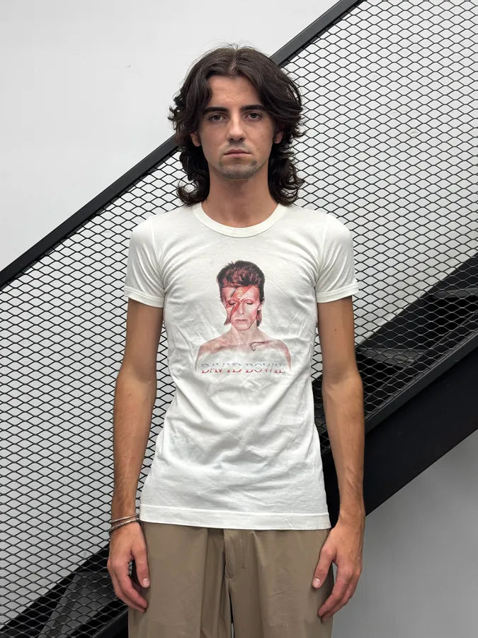 2000s Dolce & Gabbana Cream David Bowie Aladdin Sane T-Shirt lfMxAne 3