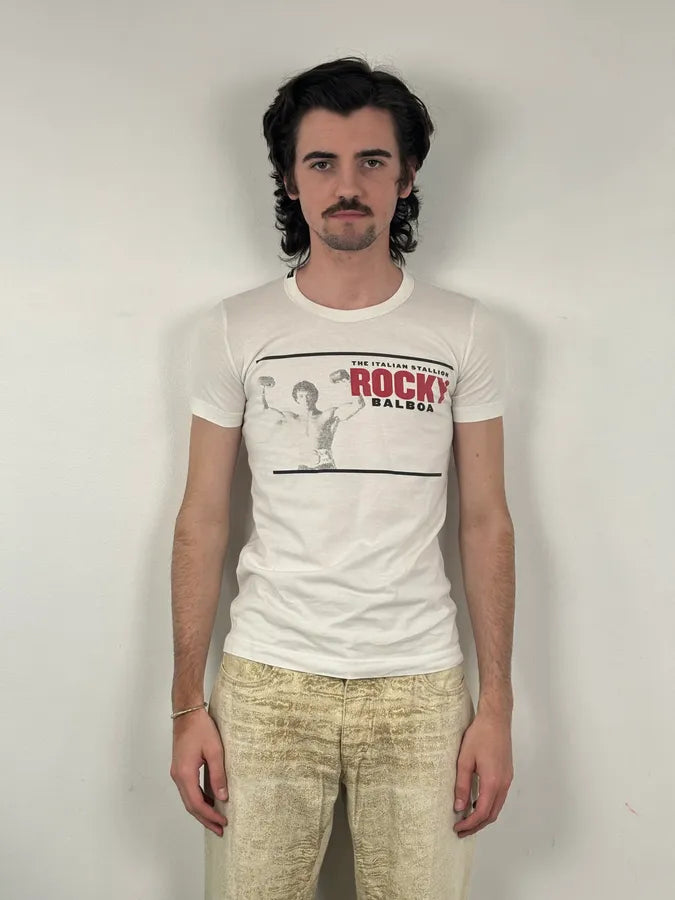 SS2009 Dolce & Gabbana Cream Cotton Rocky Balboa T-Shirt gVFPmHJ 1