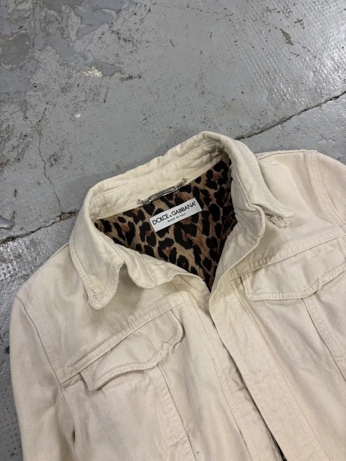 SS1999 Dolce & Gabbana Cream Light Denim Jacket anPDRad 5