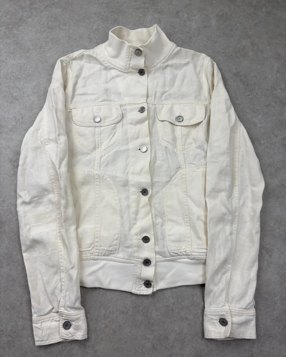 SS2003 Dolce & Gabbana White Linen Trucker Light Jacket cskSAkm 3