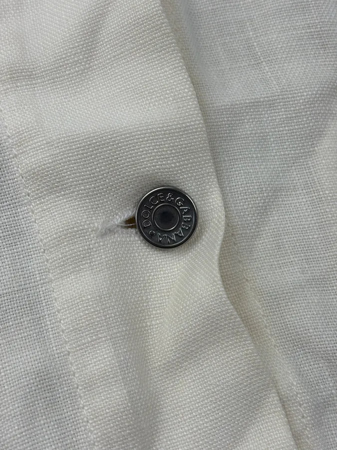 SS2003 Dolce & Gabbana White Linen Trucker Light Jacket cskSAkm 9