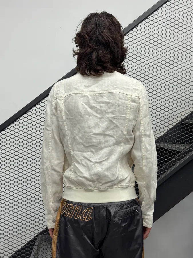 SS2003 Dolce & Gabbana White Linen Trucker Light Jacket cskSAkm 1