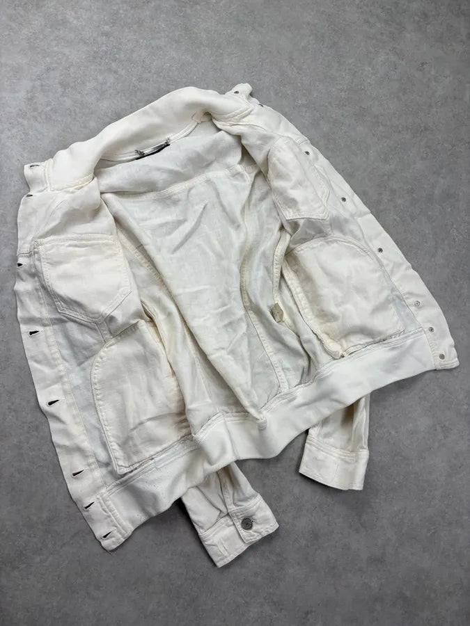 SS2003 Dolce & Gabbana White Linen Trucker Light Jacket cskSAkm 7