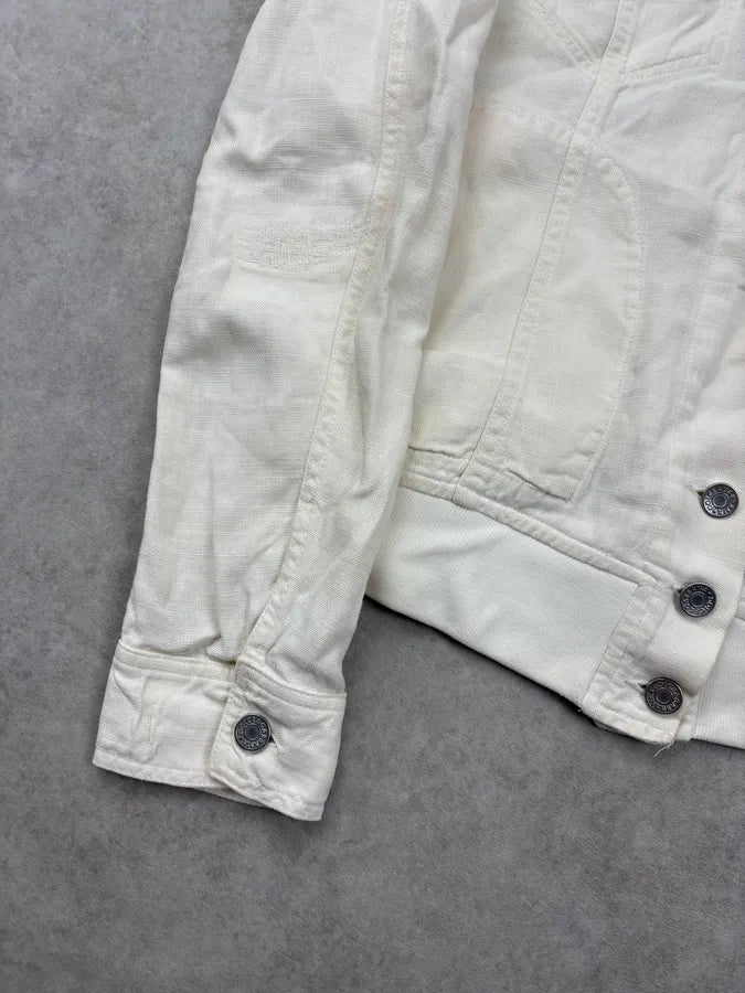 SS2003 Dolce & Gabbana White Linen Trucker Light Jacket cskSAkm 8