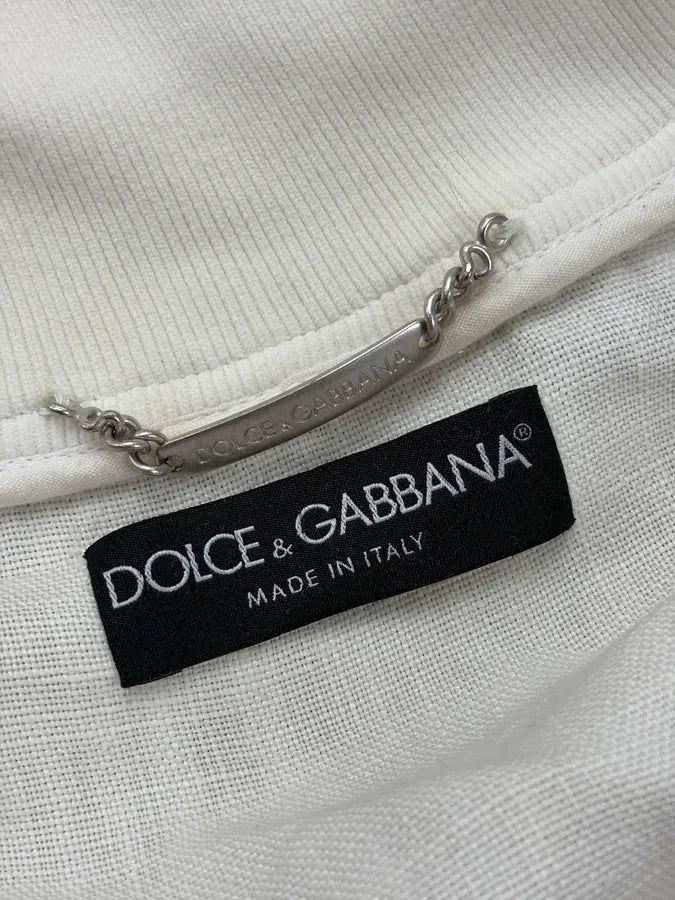 SS2003 Dolce & Gabbana White Linen Trucker Light Jacket cskSAkm 10