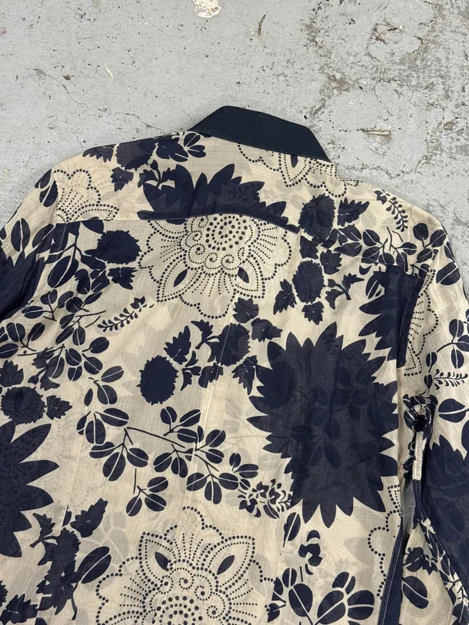 2000s Dolce & Gabbana Cream Navy Cotton Floral Shirt IYmtvOh 7