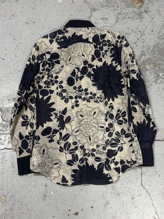 2000s Dolce & Gabbana Cream Navy Cotton Floral Shirt IYmtvOh 3
