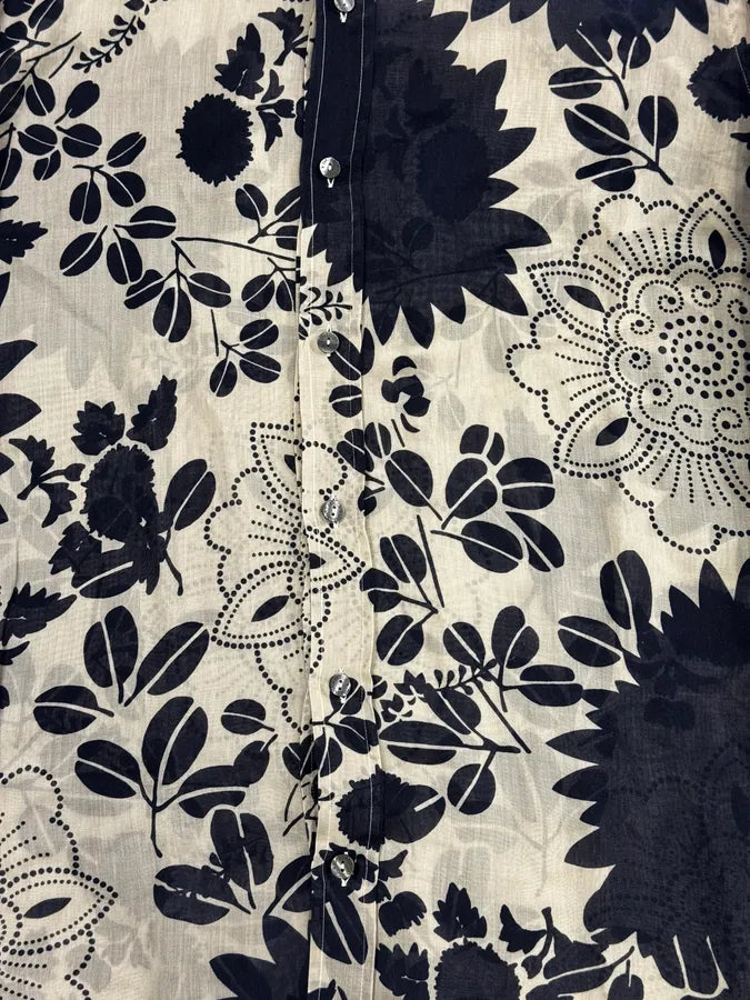 2000s Dolce & Gabbana Cream Navy Cotton Floral Shirt IYmtvOh 9