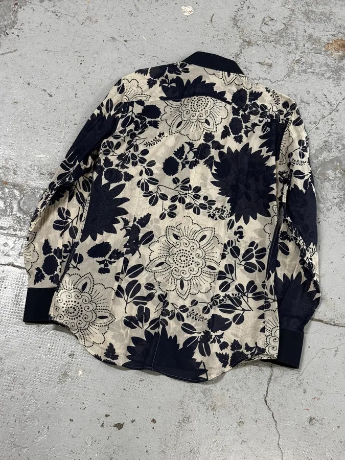 2000s Dolce & Gabbana Cream Navy Cotton Floral Shirt IYmtvOh 5