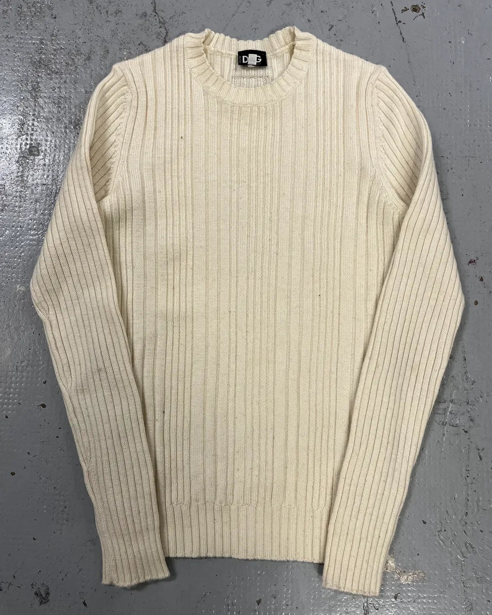 2000s Dolce & Gabbana Cream Ribbed Sweater JdLORQb 0