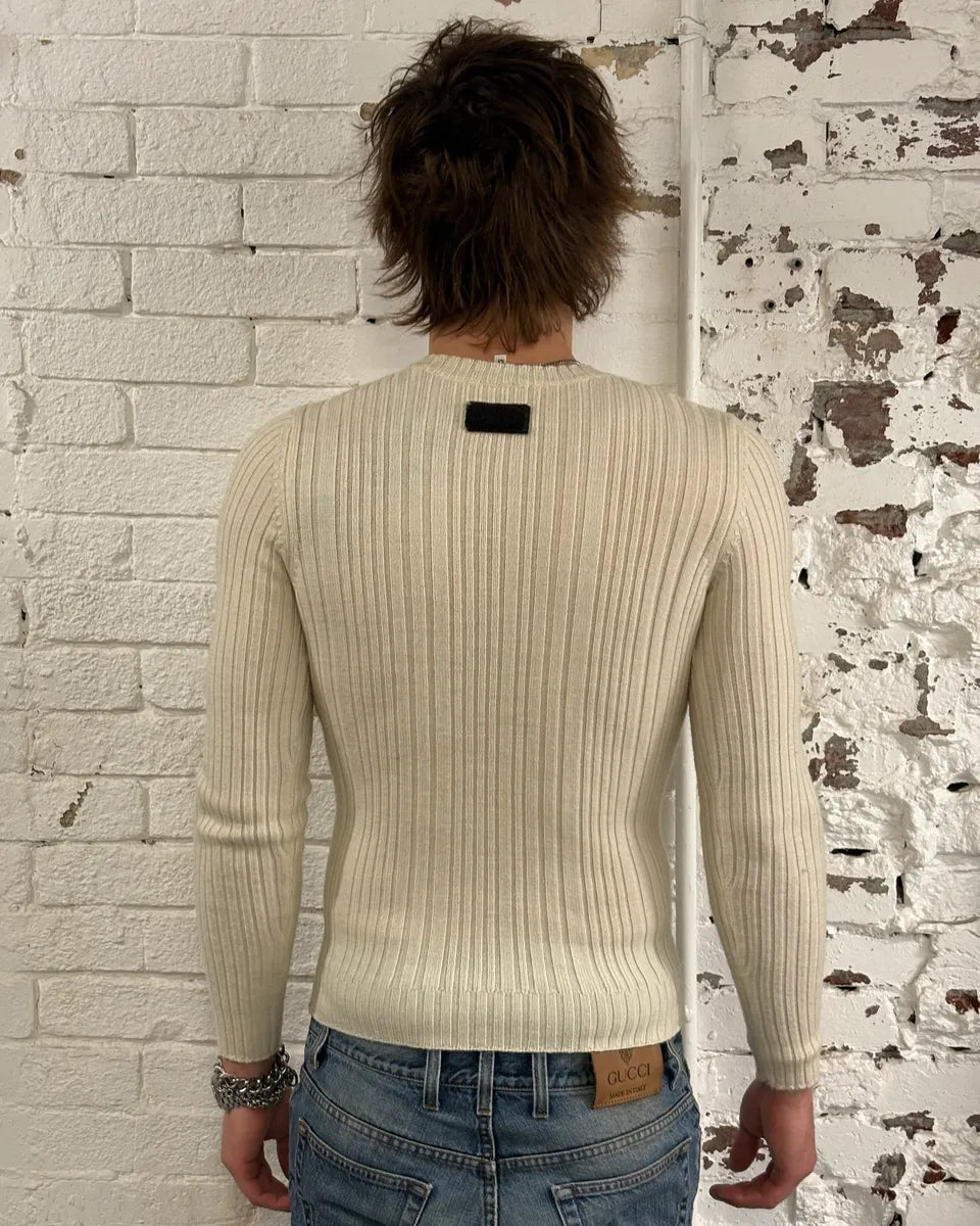 2000s Dolce & Gabbana Cream Ribbed Sweater JdLORQb 2