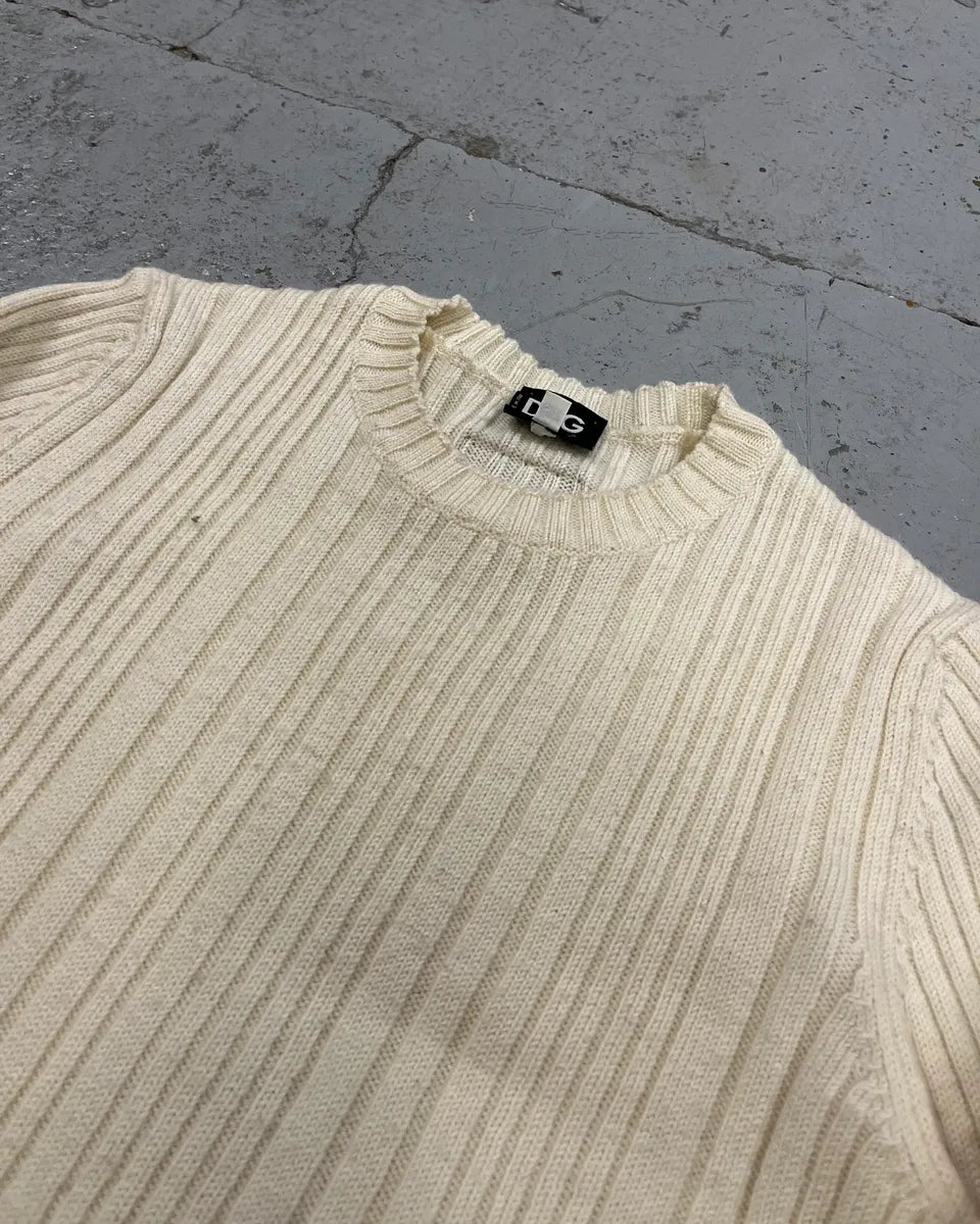 2000s Dolce & Gabbana Cream Ribbed Sweater JdLORQb 4