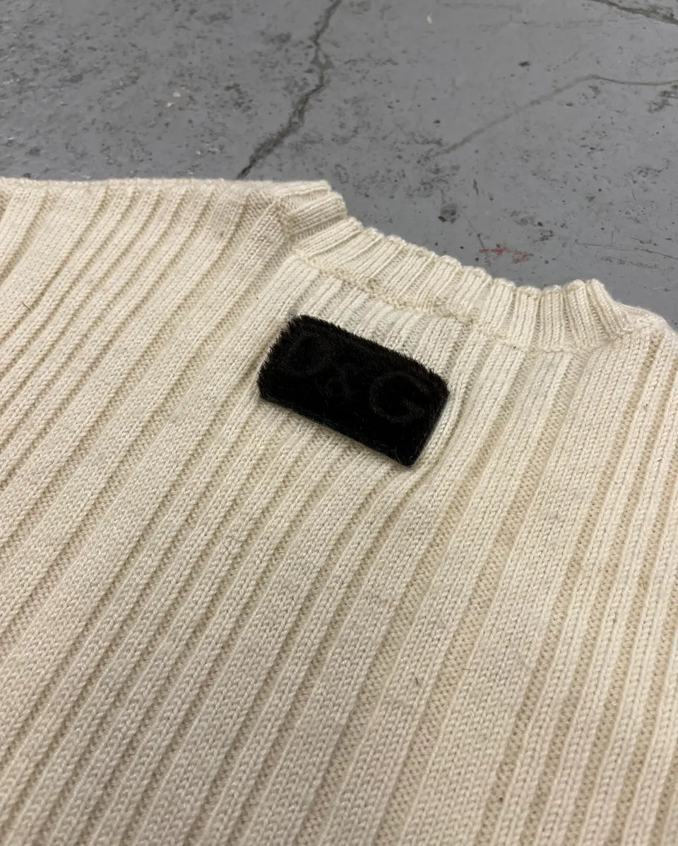 2000s Dolce & Gabbana Cream Ribbed Sweater JdLORQb 7