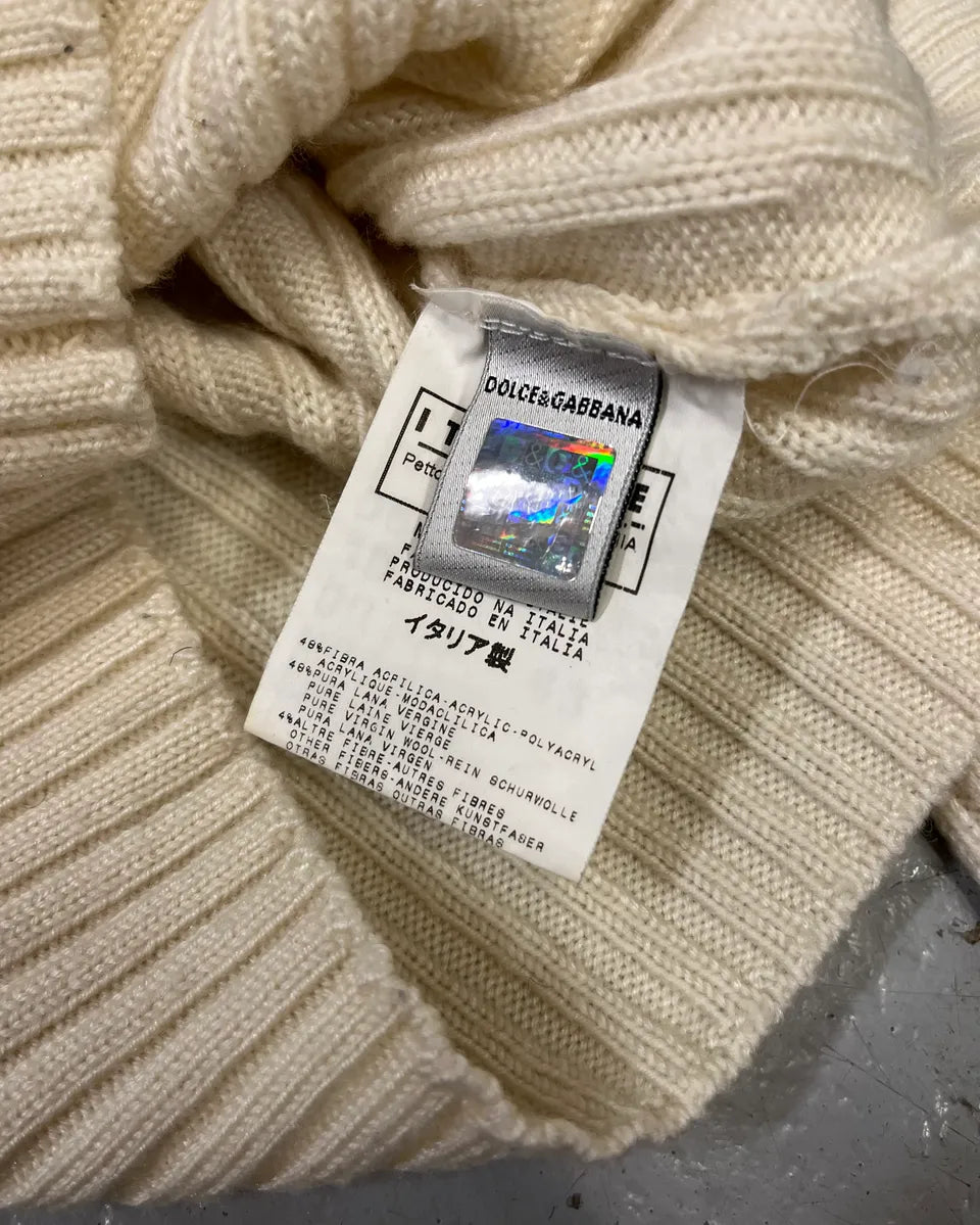 2000s Dolce & Gabbana Cream Ribbed Sweater JdLORQb 9