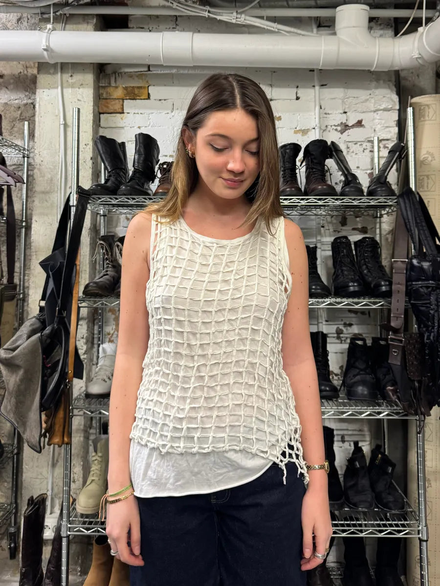 2000s Dolce & Gabbana Creamy Fisher Tank Top (M) 1