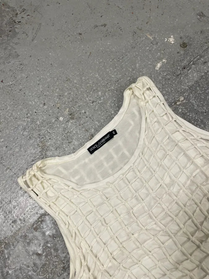 2000s Dolce & Gabbana Creamy Fisher Tank Top (M) 4