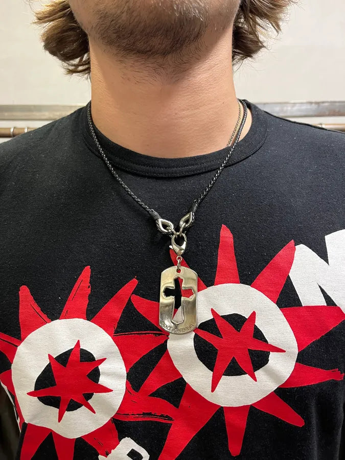 2000s Dolce & Gabbana Cross Dog Tag Necklace jfbnOBK 1