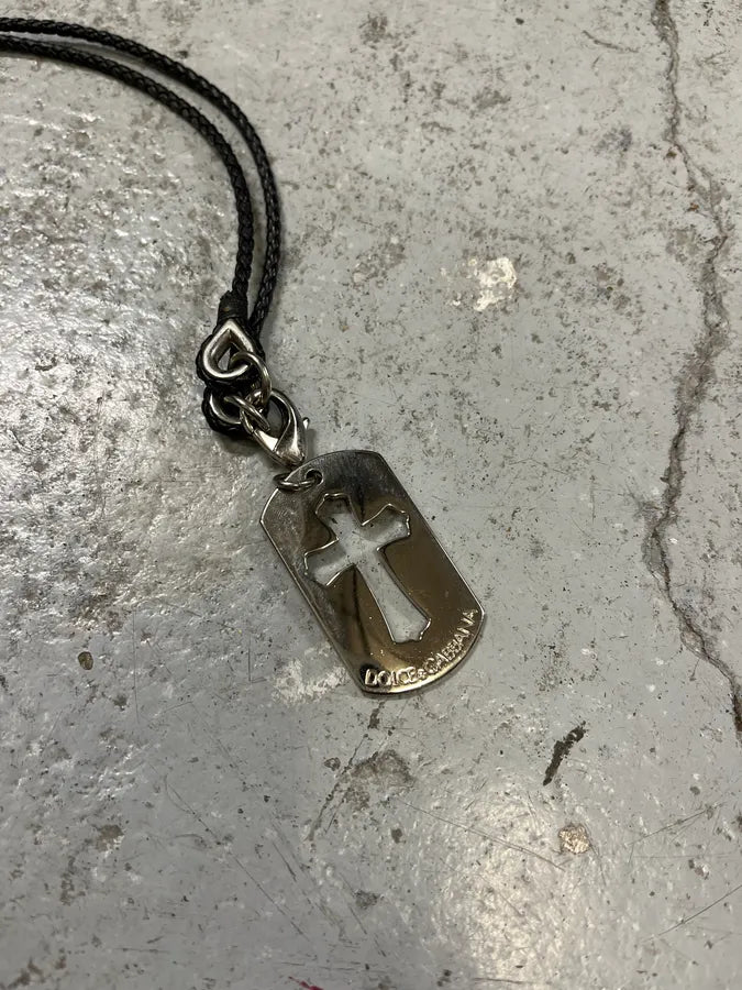 2000s Dolce & Gabbana Cross Dog Tag Necklace jfbnOBK 2