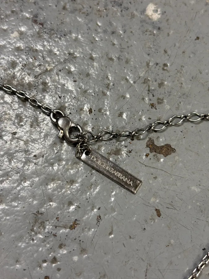 2000s Dolce & Gabbana Cross Grey & Black Embellished Necklace eUonxBT 3