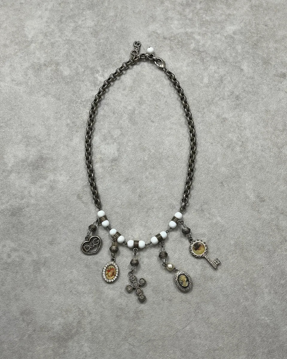 2000s Dolce & Gabbana Cross Key Portrait Pendants Necklace nBJVJTh 0